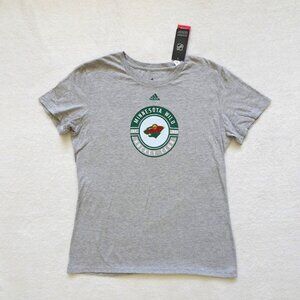 Adidas Amplifier T-Shirt Women's Size L Gray Minnesota Wild Hockey Logo
